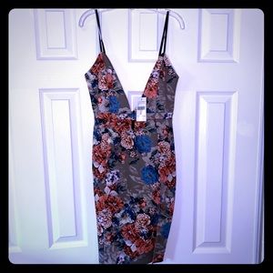 V neck Body Con Dress